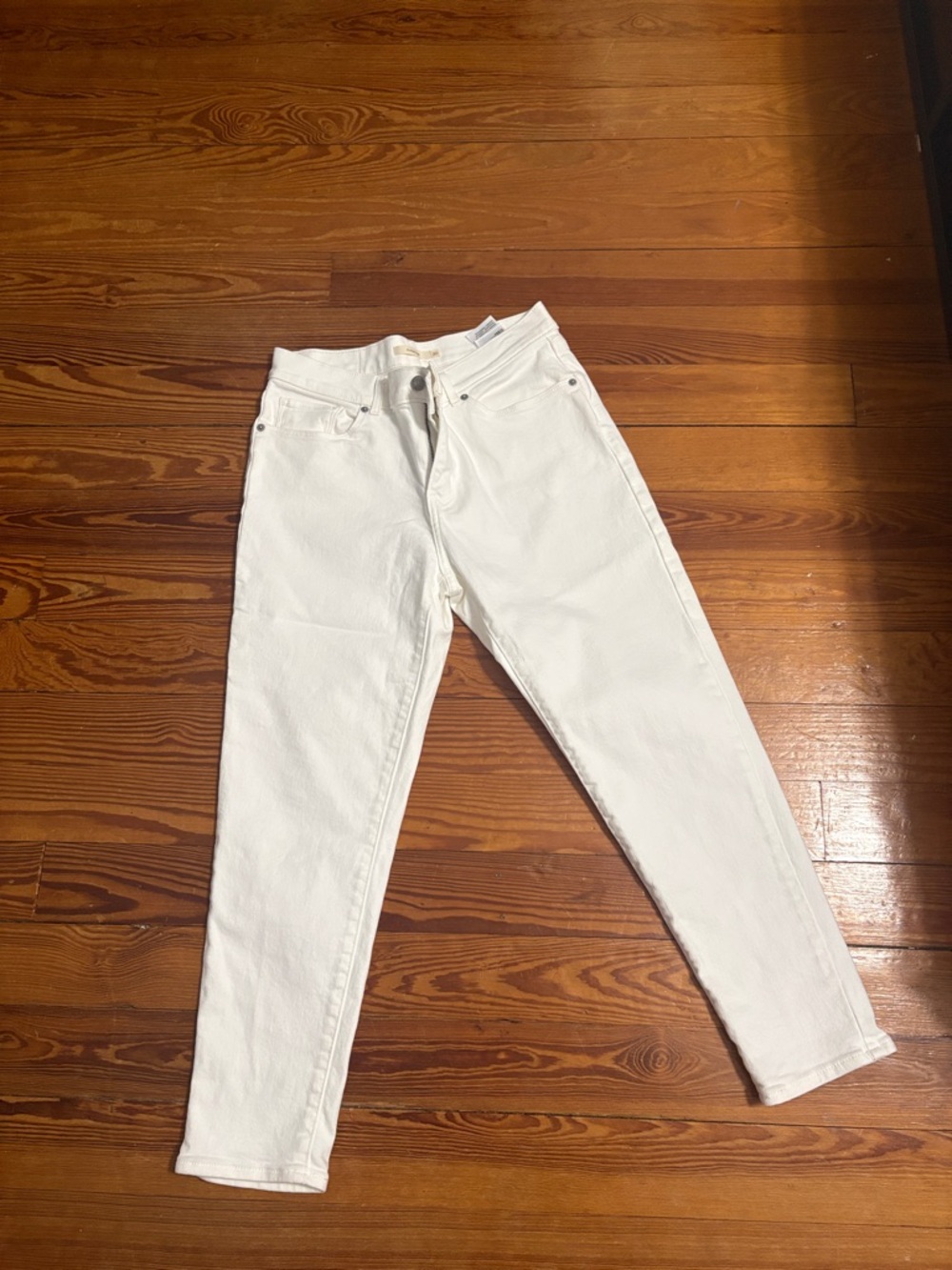 Straight-Leg High-Rise White Women's Jeans
